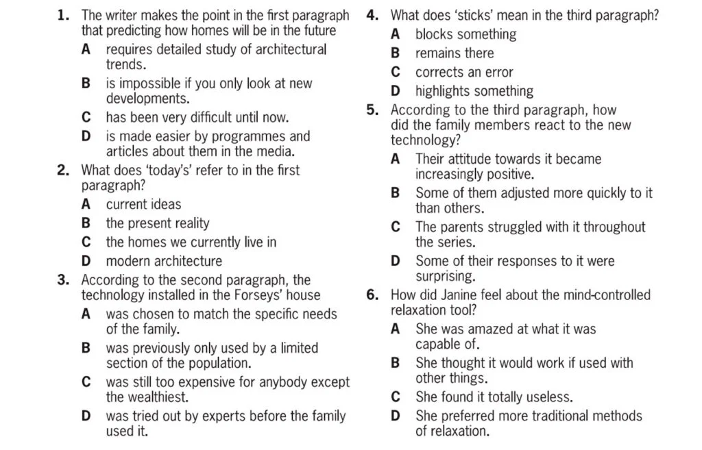 Ejercicio de preguntas Multiple Choice del Reading and Use of English