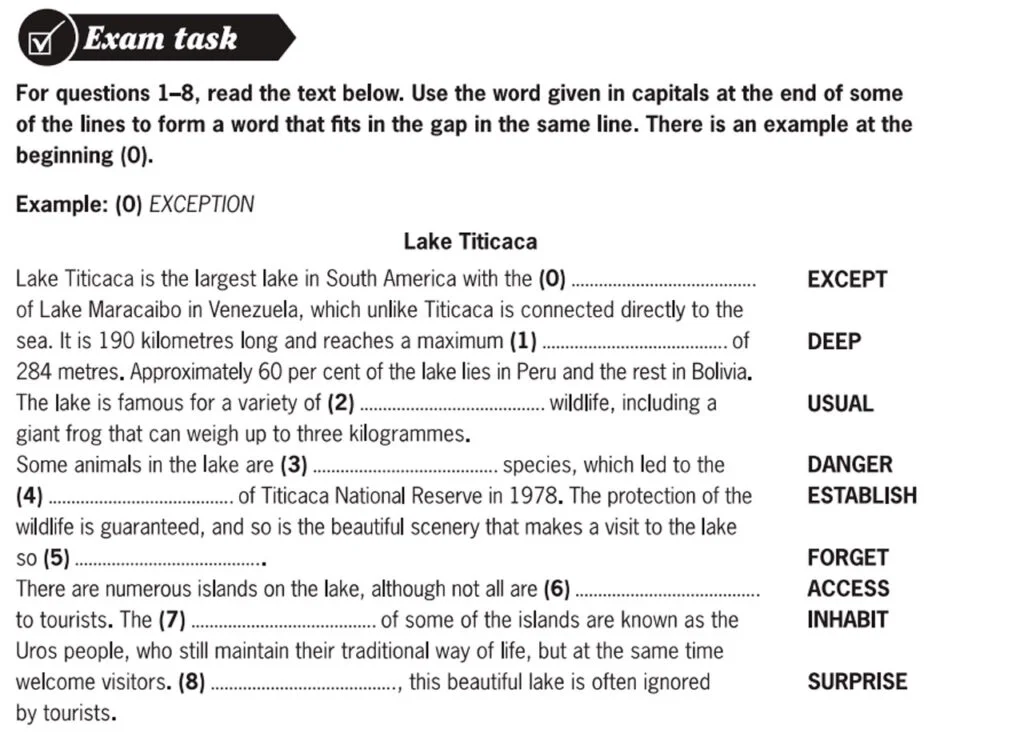 Trucos para superar el ejercicio de Word Formation B2 del Use of English